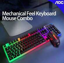AOC Combo de teclado y ratón con cable KM100: ratón silencioso y teclado cómodo, disponible en blanco y negro, Plug and Play, conjunto universal con cable para ordenador, teclas de alta definición, ratón silencioso para uso de oficina. - Ver 7