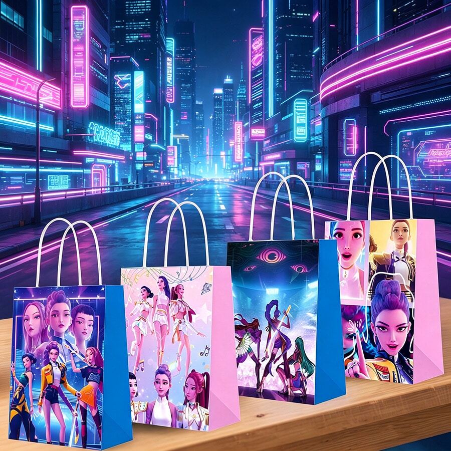 时尚的韩流主题设计,精致的图案融合了韩流元素和鲜艳的印花,既时尚又实用,适合礼品包装、日常使用、派对装饰、韩流粉丝聚会和桌面摆放,为您的送礼和装饰需求增添独特氛围。随机发货。 - 彩色 - 查看 1