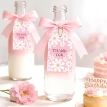 3.3" X 2.1" Daisy Thank You Tags With Strings, Gift Tags For Teacher's Day, Baby Shower, Wedding, Birthday, Pink Paper Tags - View 3