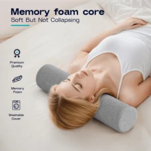 1 pieza Almohada cilíndrica de espuma de memoria, adecuada para colchón, piernas, espalda y esterilla de yoga, utilizada para soporte de cuello, espalda y piernas - Gris Oscuro - Ver 5