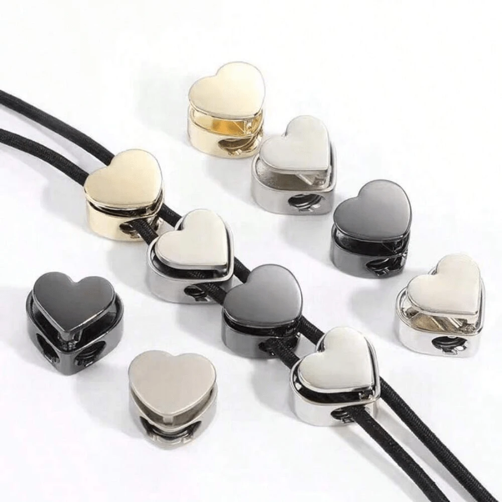 Khóa dây rút hình trái tim đa chức năng, khóa điều chỉnh lò xo, nút chặn dây rút áo nỉ và ba lô, phụ kiện quần áo, phụ tùng thủ công, bền và thiết thực, đồ dùng tự làm mũ và may vá.