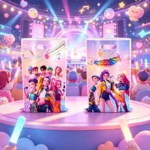 10 túi quà tặng dùng một lần chủ đề K-Pop, túi đựng kẹo bằng nhựa, túi đựng đồ ăn nhẹ hình nhân vật hoạt hình, thích hợp cho tiệc sinh nhật trẻ em và thanh thiếu niên (Mẫu ngẫu nhiên) - Nhiều màu - Xem 4