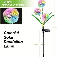 3pcs Solar Powered Dandelion LED String Lights, Yard Garden Decor Lights, Outdoor Lawn Landscape Ground Stake Lights, Color/Warm Light Options, Solar Powered Dandelion Suitable For Yard, Landscape, Path, Lawn, Trail Solar Decor - 3-head Solar-powered Dandelion - View 6