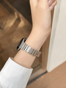1条休闲流行扁平压纹替换表带，兼容45mm、44mm、40mm、49mm、46mm、41mm、38mm、42mm手表，兼容Series 11、10、Ultra、9、8、7、6、SE、5、4、3、2、1，不锈钢表带，适用于商务/通勤手表（49/45/44/42mm，银色） - 彩色 - 查看 13