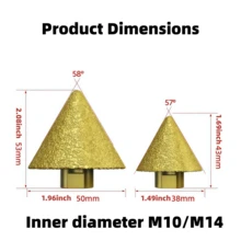 金刚石倒角钻头锥形开孔器多功能扩孔修整抛光修复工具，适用于大理石、瓷砖、玻璃、花岗岩、石英石、混凝土钻孔、沉头孔去毛刺、边缘研磨、圆口成型、扩孔等DIY五金手动电动工具配件 - 多款 - 查看 13