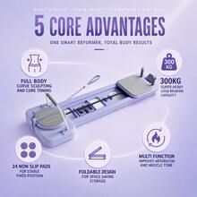 Foldable Pilates Reformer For Home Gym 300Kg Heavy Duty Load Bearing Exercise Machine Multi Function Core Trainer With 2 Foot Pedals 2 Push Up Bars 2 Handlebars 2 Resistance Cords 1 Pulley Strap 24 Non Slip Pads Compact Storage For Full Body Sculpting Fat Burning Postpartum Shaping Shoulder Relief Metabolism Boost Pink And Purple Color - Lilac Purple - View 3