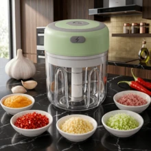 Electric Mini Garlic Chopper Portable Wireless Food Processor For Easy Food Preparation For Onions Peppers And More Capacity - Green - View 1