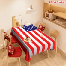 1/2pcs Independence Day Tablecloth, American Flag Pattern Tablecloth, Polyester Material, Suitable For Kitchen, Dining Room, Coffee Table, Picnic, Camping, Countryside, Decoration, Independence Day Theme Design, Minimalist Style, Multi-Scene Applicable, Essential Home Decor - Multicolor - View 5