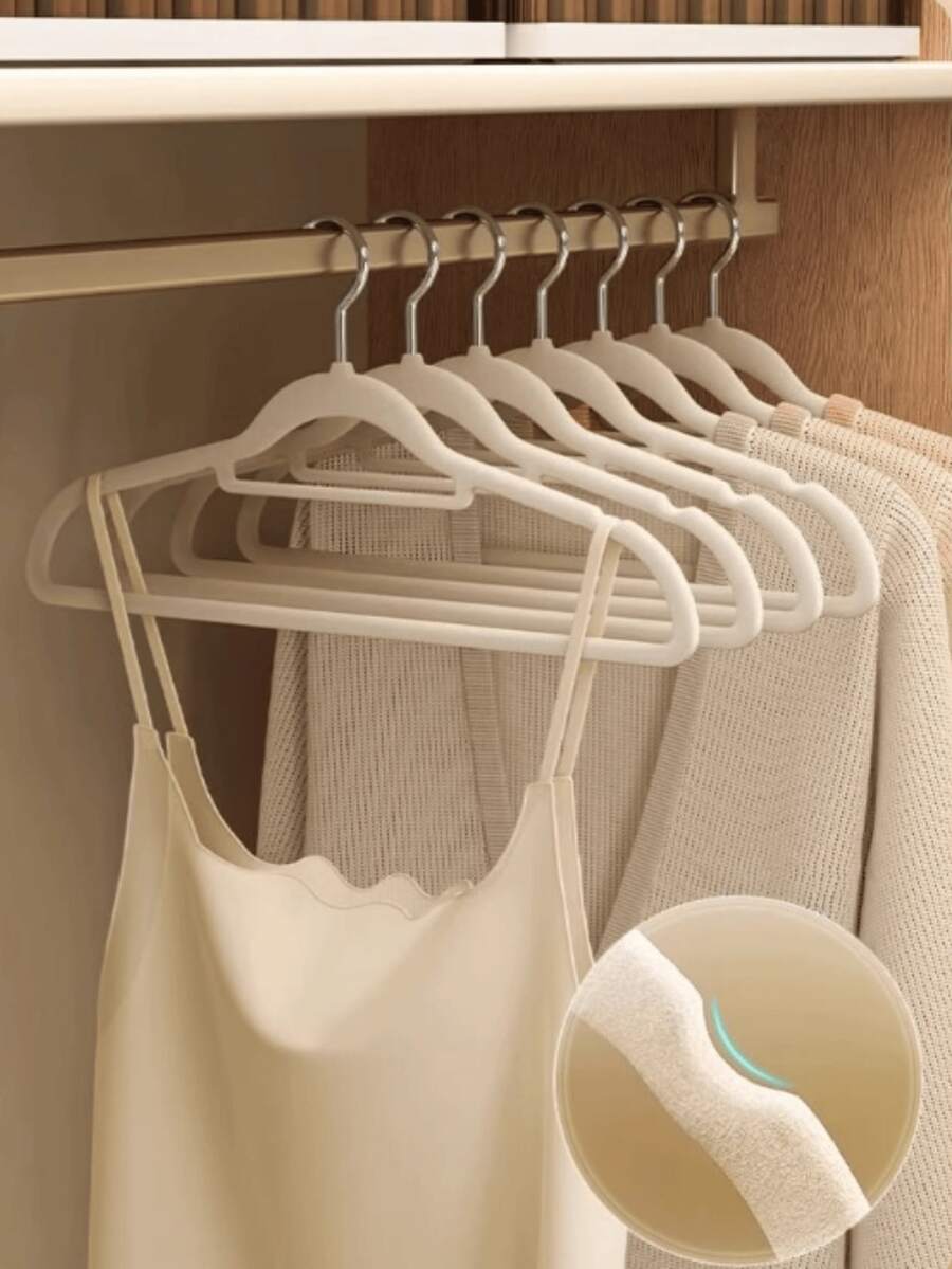 植绒防滑无缝衣架/宿舍家用衣架/服装店必备羽绒服衣架/无缝挂衣架,防滑,无肩角,收纳衣架 - 均碼 - 查看 1