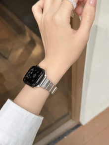 1条休闲流行扁平压纹替换表带，兼容45mm、44mm、40mm、49mm、46mm、41mm、38mm、42mm手表，兼容Series 11、10、Ultra、9、8、7、6、SE、5、4、3、2、1，不锈钢表带，适用于商务/通勤手表（49/45/44/42mm，银色） - 彩色 - 查看 10