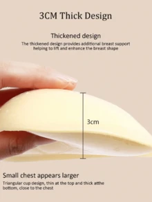 1 Pair Double-Sided Breathable Self-Adhesive Bra Pads, Thickened Triangle Uplift Design, Reusable, Invisible Bikini Pads, Suitable For Swimming - A - View 2