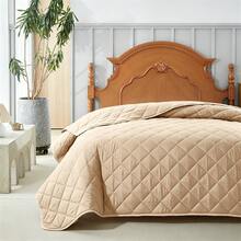 1pc Oversized Lightweight Soft Quilted Bed Cover, Thin Bedspread For Double Bed, All Season Bedding, Spring & Summer - Rhombus - Beige - View 4