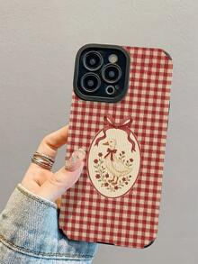 New Fashionable And Elegant Retro Red Plaid Bow Tie Duck Pattern Shock-Absorbing Leather Phone Case, Daily Protection Essential, Gift For Friends And Family, Compatible With IPhone17/17Air/17Pro/17ProMax/IPhone16/16Plus/16Pro/16ProMax/IPhone15/15Plus/15Pro/15ProMax/IPhone14/14Plus/14Pro/14ProMax/IPhone13/13Pro/13ProMax/IPhone12/12Pro/12ProMax/IPhone11/IPhone11Pro/11ProMax - Multicolor - View 5