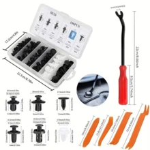 105件套汽车紧固件工具包，包含拆卸工具，适用于多种车型，内含尼龙塑料铆钉、门板卡扣、保险杠卡扣及其他配件，专为汽车维修而设计。 - 汽車緊固件套裝 - 查看 5