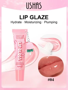 Brillo de labios hidratante USHAS, disponible en 6 sabores, bálsamo labial nutritivo e hidratante, adecuado para el cuidado de los labios en otoño e invierno, decoración con colgante lindo, regalo esencial para Navidad y Año Nuevo - #04 Piruleta de frutos rojos - Ver 2