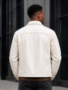 Men's Denim Jacket, Streetwear Style. - Crema - Ver 3