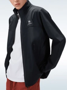 CAMEL CROWN 男士户外软壳外套，时尚舒适，防水耐磨，轻便，适合春夏季徒步旅行。 - 鑽石黑 - 查看 2