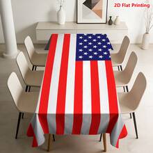 1/2pcs Independence Day Tablecloth, American Flag Pattern Tablecloth, Polyester Material, Suitable For Kitchen, Dining Room, Coffee Table, Picnic, Camping, Countryside, Decoration, Independence Day Theme Design, Minimalist Style, Multi-Scene Applicable, Essential Home Decor - Multicolor - View 16