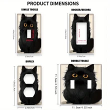 1个单联/双联可爱卡通黑猫灯开关面板盖，装饰性塑料墙壁开关插座盖，适用于电气、厨房、家居、办公室装饰，无需用电 - 多色 - 查看 2