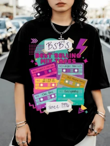 B-BackstreetSSS BBoysS 90s Retro Concert T-Shirt For Boys, Las Vegas Travel T-Shirt For Girls - 黑色 - 查看 1