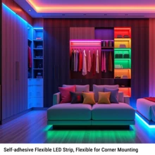 Lampu Strip LED RGB Bertenaga 3 Baterai AA (Baterai Tidak Termasuk), Kontrol 3 Tombol, 20 Warna Statis, Lampu LED Fleksibel Perekat Diri untuk Dekorasi Kamar Tidur, Pesta, dan Perkemahan - Kotak Baterai 3 Kunci - View 6