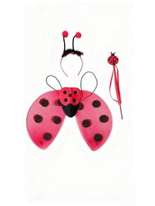 Set da 3 pezzi per festa di Natale, costume da coccinella con ali, fascia, gonna in tulle, guanti e calze, design adorabile a tema insetto, adatto per Ognissanti, feste di Natale e occasioni festive - Multicolore - Visualizzare 13