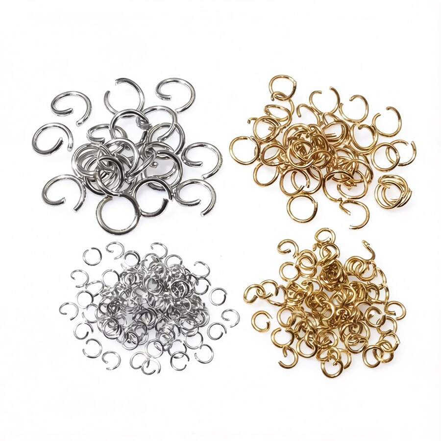 100 chiếc khoen nối hở bằng thép không gỉ mạ vàng, đường kính 3-10mm, vật liệu làm trang sức thủ công, thích hợp để tự làm khuyên tai và vòng cổ. - Vòng mở - Xem 1