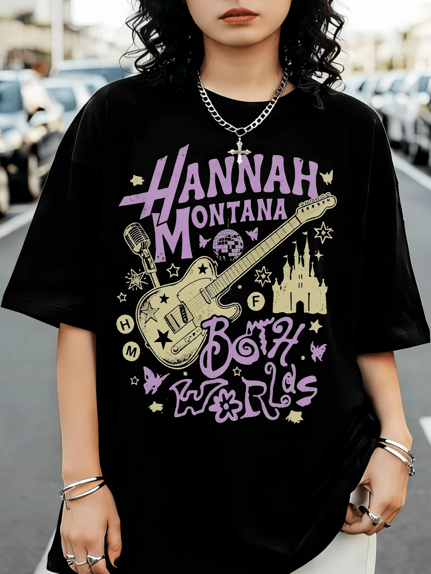 Retro T-Shirt H-HannahS M-MontanaS 20th Anniversary Pop Star Channel, Magic Kingdom, Family Trip To Land - Black - View 1