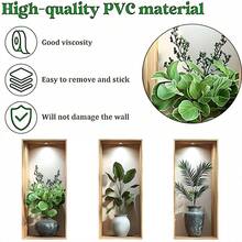 3pcs 3D Visual Effect Green Plant Vase Wall Sticker, Removable Self-Adhesive Waterproof PVC Sticker, Suitable For Living Room, Sofa Background Wall, Entryway, Office, Home Decoration. - Wall Stickers - View 2
