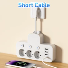 快速充电桌面充电站多端口电源条充电器7合1多功能电源条，带USB、USB-A、Type-C端口，独立开关，多开关设计，旅行适配器插头，适用于办公室和家庭使用，阵亡将士纪念日夏季启动 - 查看 6