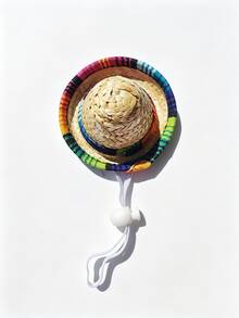 Colorful Woven Sombrero Hat, Adjustable For Small Pets, Mini Hat, Decoration Accessory For Holiday Party, Rainbow Rope Carnival - Multicolor - View 5