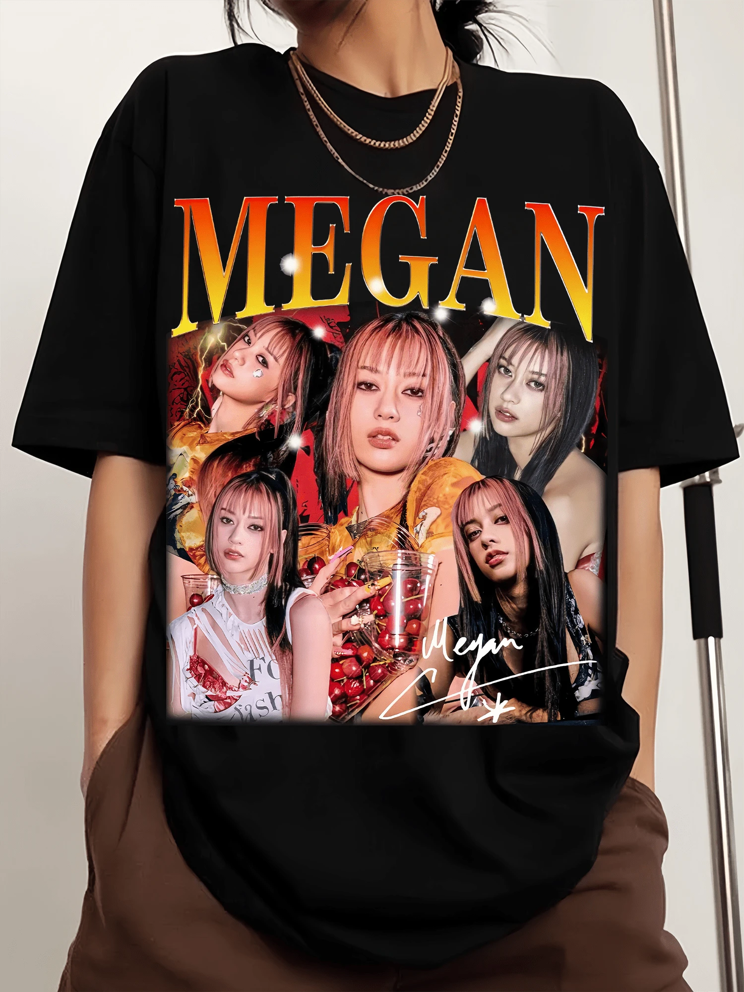 Megan Katseye Graphics Printed Men's Sports T-Shirt With Crew Neck And Short Sleeves - Black - View 1