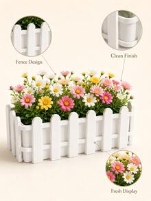 Maceta rectangular de plástico blanco, apta para jardín interior/exterior, patio, alféizar de ventana, mesa - Macetas para vallas - Ver 7