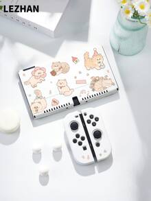 1个草莓粉梦幻花卉小猫图案软萌懒猫印花保护套，兼容新款Switch 2 (2025)、Switch NS/Switch OLED，适用于Switch 2游戏机配件，家庭装，收纳袋，Switch保护套，送给Switch玩家的浪漫礼物 - 彩色 - 查看 2