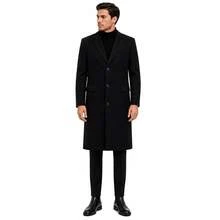 Elegant Long Men's Overcoat With Button Details, In A Composite Fabric, Ideal For A Sophisticated Winter Look. - màu đen - Xem 1