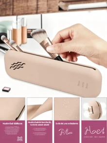 2pcs/Set Silicone Makeup Bag & Makeup Sponge Case, Cosmetic Storage Box, Makeup Pouch, Washable Makeup Sponge Storage Box, Travel Silicone Makeup Bag Storage Box, Makeup Brush & Powder Puff Storage Box, Storage Bag, Dust-Proof Multi-Functional Storage Box - Multicolor - View 11