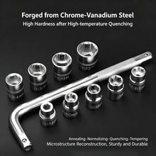 10件套套筒扳手套装，机械维修汽车维修组合工具组，L型1/2英寸工具箱 - 多色 - 查看 6