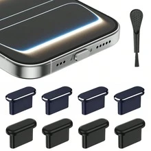 4pcs Aluminum Alloy + 4pcs Silicone USB-C Dust Plugs For IPhone 17 Pro/Pro Max, Galaxy S25 And All USB-C Devices, Cosmic Orange - Multicolor - View 8