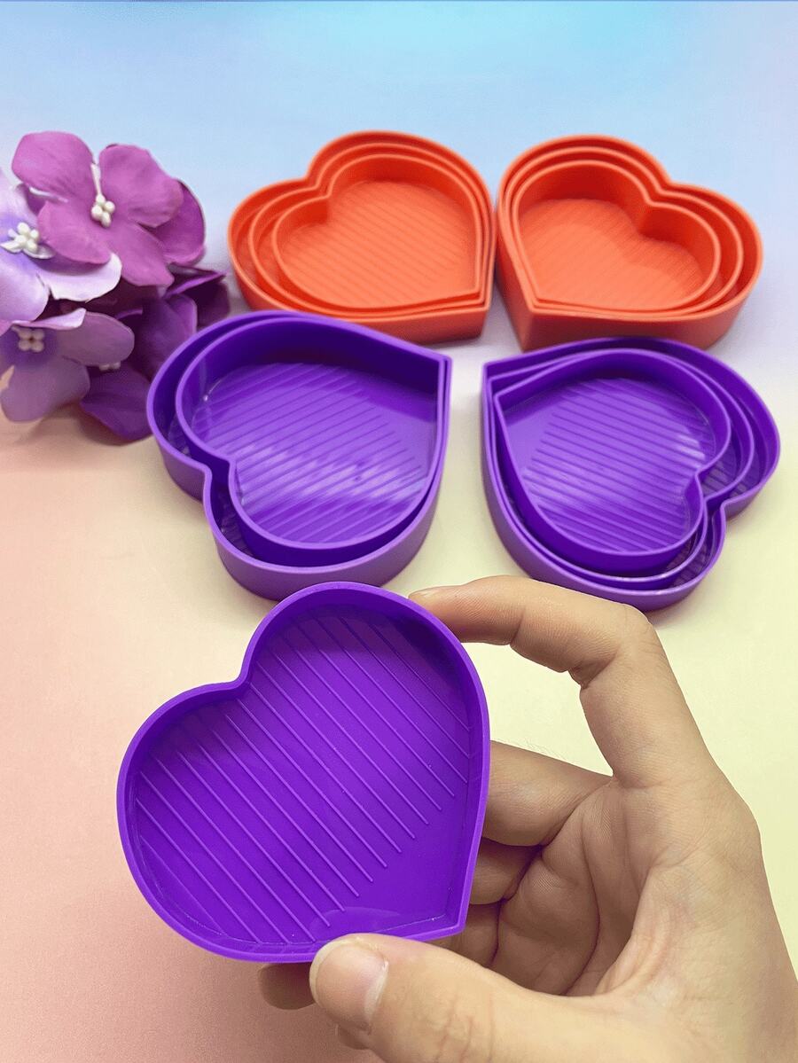 [Púrpura] Juego de herramientas con forma de corazón con rhinestones para DIY, aplicación suave de rhinestones sin atascarse ni dispersarse, regalo pequeño práctico y estético para familiares y amigos - Disco de perforación - Ver 1