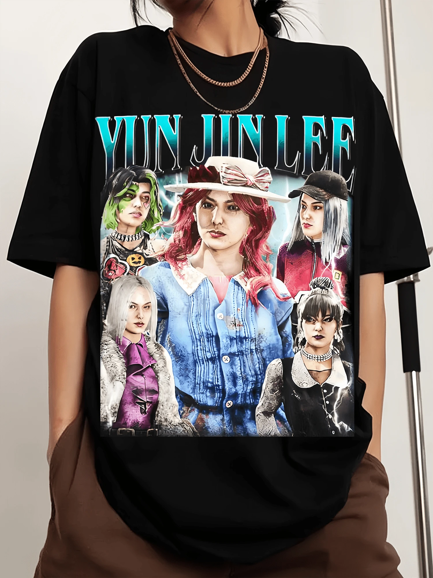 Yun-Jin Men's Sports T-Shirt With Crew Neck And Print, Short Sleeves - Black - View 1