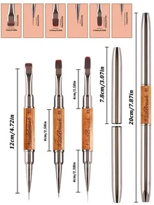 Bộ 3 cọ vẽ móng hai đầu, cọ kẻ viền móng kiểu Pháp, thích hợp cho việc tạo móng gel, gel UV, móng acrylic, chăm sóc móng và vẽ chi tiết. - Nhiều màu - Xem 7
