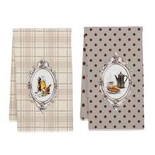 2pcs Vintage Kitchen Utensils, Bread & Coffee Afternoon Tea Pattern Kitchen Towels, Soft Polyester Material Dish Cloths, Suitable For Kitchen Decor, Cleaning, Holiday Party Decoration, Kitchen & Bathroom Essentials, Home Decor, Housewarming Gift - Multicolor - View 10