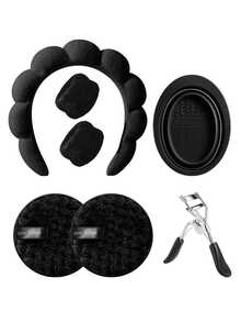 Bộ dụng cụ trang điểm 16 món bao gồm: 1 băng đô cài tóc + 2 dây đeo bát trang điểm + 2 bông mút trang điểm + 2 bông phấn tam giác + 2 bông mút rửa mặt + 2 bông mút trang điểm mini + 2 bông phấn phủ mini + 1 dụng cụ rửa mặt bằng silicon + 1 dụng cụ uốn mi + 1 dụng cụ vệ sinh cọ trang điểm - Nhiều màu - Xem 12