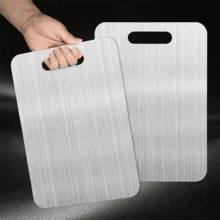 SOKANY Thick 304 Stainless Steel Cutting Board, Suitable For Cutting Vegetables, Fruits, Meats And Kneading Dough. Antibacterial And Mildew-Resistant Material, Easy To Clean By Rinsing. Portable And Space-Saving Design With Hanging Hole. Dual-Sided Usable, Ideal For Kitchen And Catering Use. - View 5