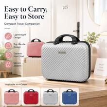12"/14" Bagage à main ultra-léger, sac cosmétique léger de 0,6 kg, coque rigide de 4 couleurs, boîte de rangement pour maquillage pour les courts voyages d'affaires - Argent - Voir 7