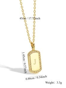 Damen Halskette mit rechteckigem Anhänger in goldfarbener Beschichtung mit Buchstabe "A" (mit Zirkonia eingefasst), personalisiertes Ketten-Design mit Buchstabe "O", geeignet für täglichen Gebrauch und Bürokleidung, alle 26 Buchstaben erhältlich - Gold - View 5