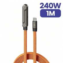 二合一 240W 可折叠手机支架充电线，USB-C 转 USB-C 快速充电数据线，兼容 17 - 橘色 - 查看 8