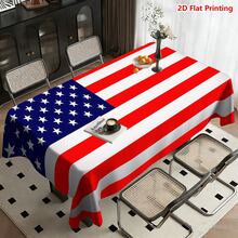1/2pcs Independence Day Tablecloth, American Flag Pattern Tablecloth, Polyester Material, Suitable For Kitchen, Dining Room, Coffee Table, Picnic, Camping, Countryside, Decoration, Independence Day Theme Design, Minimalist Style, Multi-Scene Applicable, Essential Home Decor - Multicolor - View 2