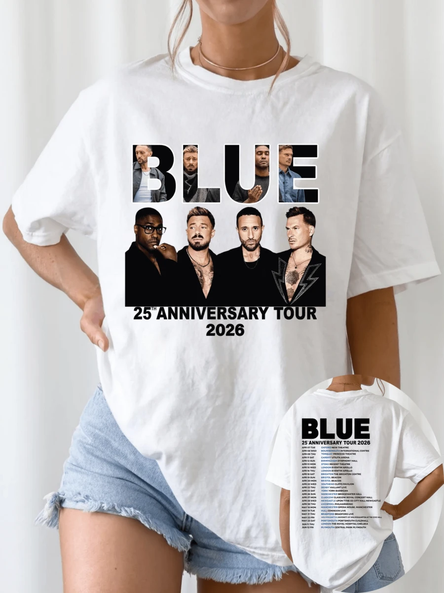 Blue 25th Anniversary Tour 2026 Concert T-Shirt, E3 - White - View 1