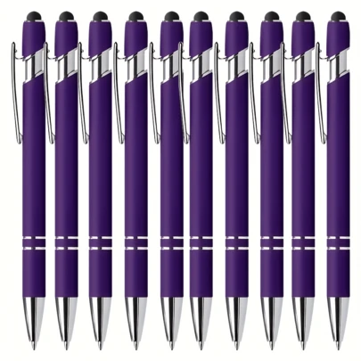 11pcs Retractable Ballpoint Pen Set, Black Ink, Comfortable Grip, Quick-Drying, 0.5mm Fine Tip, Stylus Compatible (2-In-1 Design), Ideal For Note-Taking, Writing, Office & School Supplies, Birthday, Christmas, Halloween, Valentine's Day, New Year Gifts, Easter Gift